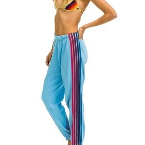 5 Stripe Aviator Nation Sweatpants - Sky // Pink Purple